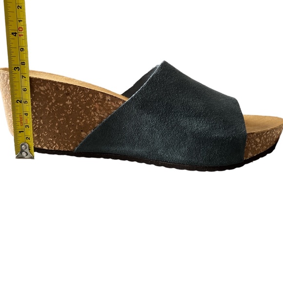 WOMEN’S A. GIANNETTI BLUE / GRAY SUEDE WEDGE SANDALS - Picture 5 of 5